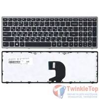 Клавиатура для Lenovo IdeaPad Z500 черная с серой рамкой