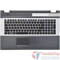 Клавиатура для Samsung RC710 черная с серебристой рамкой (Топкейс черный)