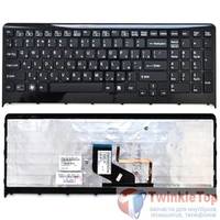 Клавиатура для Sony VAIO VPCF21 черная с черной рамкой с подсветкой