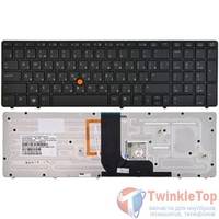Клавиатура для HP EliteBook 8560w Mobile Workstation серая с черной рамкой с подсветкой (Управление мышью)