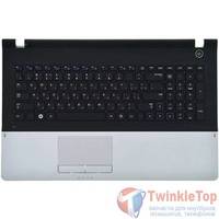 Клавиатура для Samsung NP300E7A черная с черной рамкой (Топкейс серебристый)